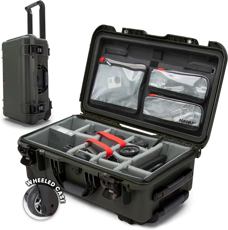 NANUK 935 Pro Photo Kit Camera Case, Waterproof Wheeled Hard Case, Carry-On, Olive