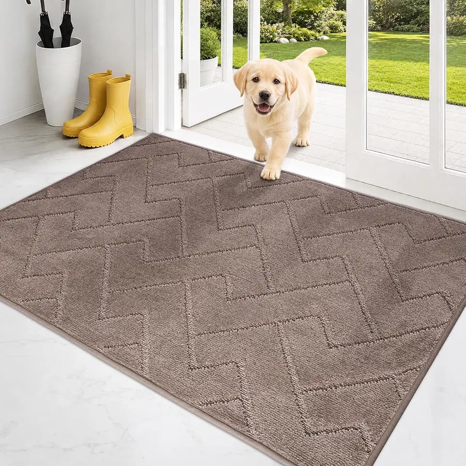PURRUGS Dirt Trapping Door Mat Indoor Entrance, 32" x 47", Grayish Brown