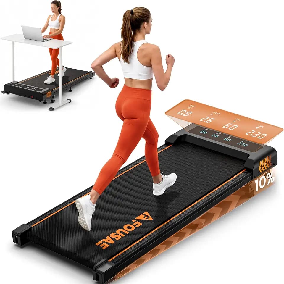 Walking Pad with Incline, FOUSAE 6.2MPH Walking Pad Under Desk Treadmill with 10% Incline, Full Screen LED Display, 2.75HP Brushless Drive, 12 HIIT Programs, Remote Control, 350 LBS Capacity