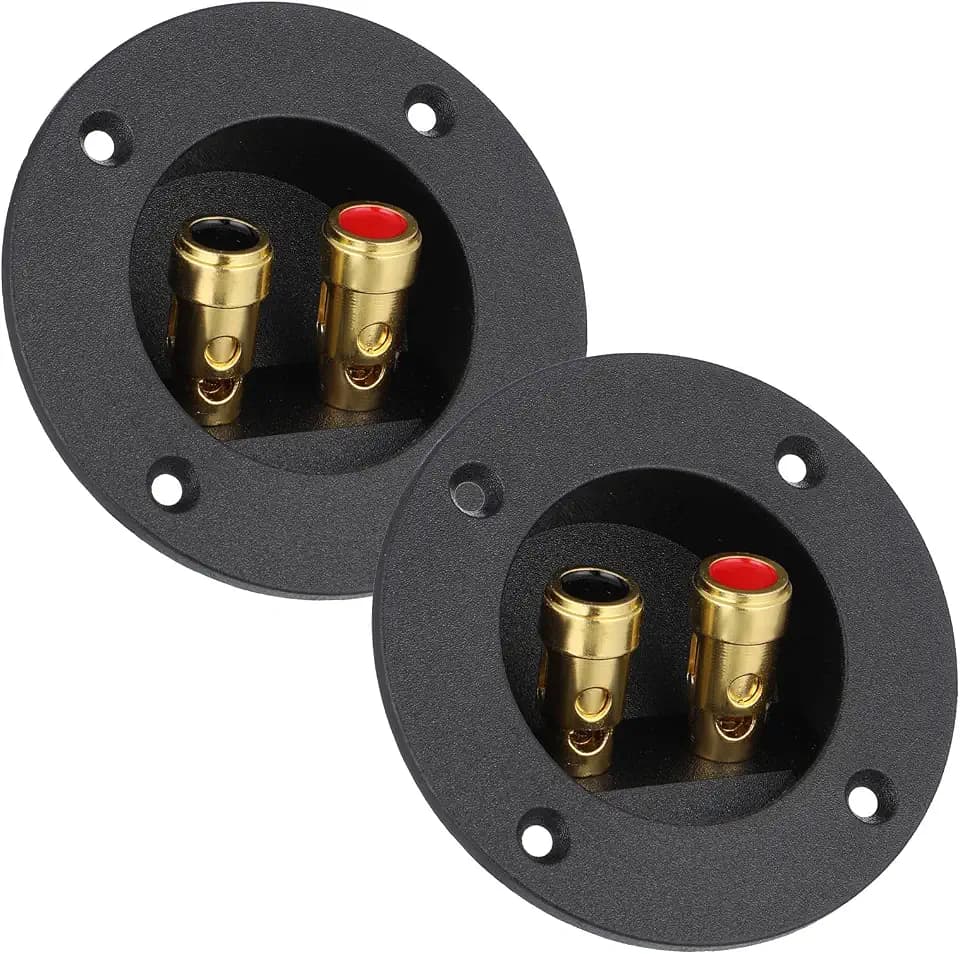 2 Pcs 3 Inch Speaker Box Terminal Cup Round Speaker Wire Connector Double Binding 2 Way Spring Loaded Jacks Subwoofer Box Terminal Plugs Binding Post Cup Connectors for Home Car Stereo