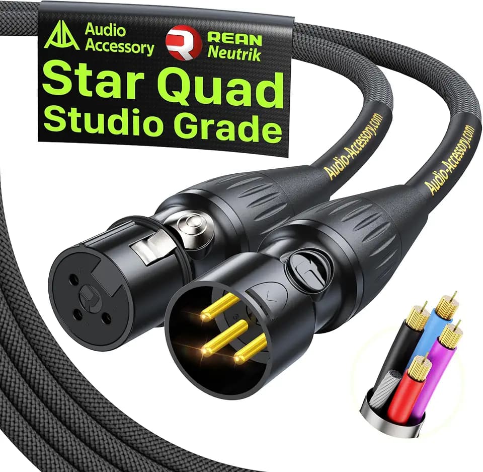 AA AUDIO ACCESSORY Premium Dual Shielded Star Quad XLR Cable 6ft Noise-Free