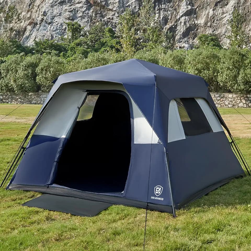 EVER ADVANCED 6 Person Camping Tent, Blackout Instant Cabin Tent for Family