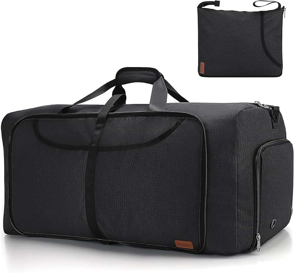 Vogshow Reisetasche große Faltbare 80L, Weekender Übernachtungstasche Seesack wasserdicht Sporttasche mit Schuhfach für Männer und Frauen