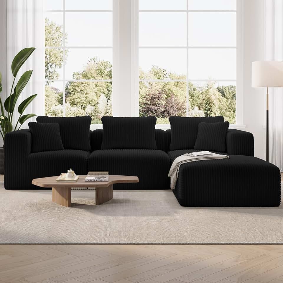Novilla 106" Modular Sectional Sofa, L Shape Convertible Sectional Couch, Modern Cloud Design with Smarts Coil® Support, Boneless Sectional Couch for Living Room Apartment, No Assembly Required