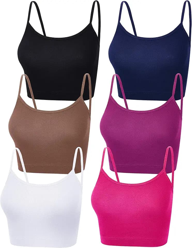 SATINIOR 6 Pack Women Spaghetti Strap Crop Top