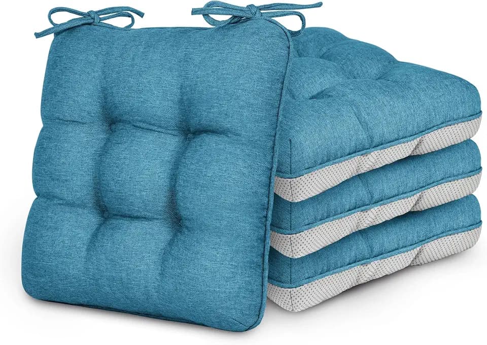 Love's cabin Memory Foam Chair Cushions Set of 4, 19 Inch, Blue
