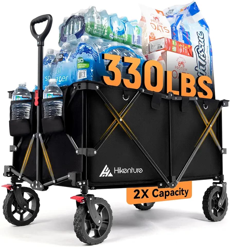 Hikenture Wagons Carts Foldable 330LBS, Heavy Duty Collapsible Wagon