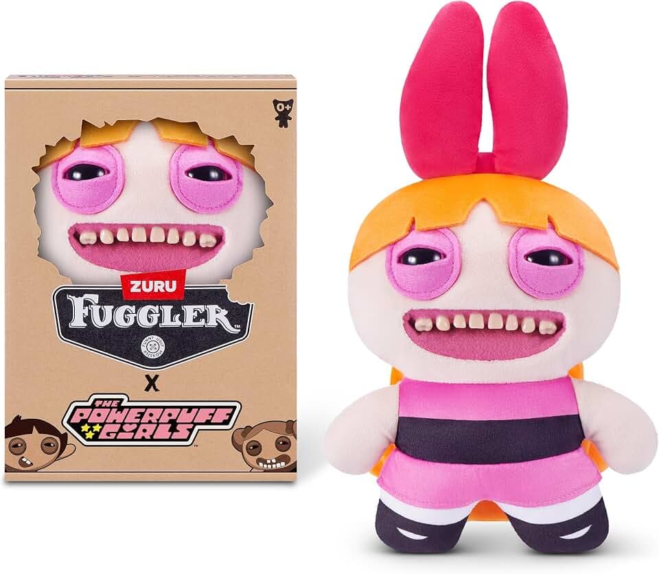 Fuggler Powerpuff Girls 9-Inch Plush Toy (Blossom) by ZURU – Funny Ugly Monster Stuffed Animal with Human-Like Teeth, Collectible Plush for Kids, Tweens, Teens, Adults & Cartoon Fans