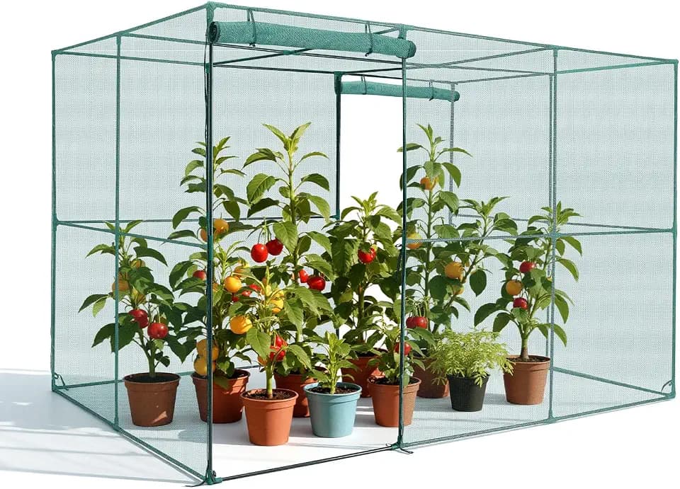 VEVOR Crop Cage, 9.5 x 6.36 x 6.36 ft Plant Protection Tent with Zippered Door, Wind-Resistant Tall Crop Cage, Easy to Install, Outdoor Raised Bed Cover, Tomato Plant Netting for Garden Patio Lawn