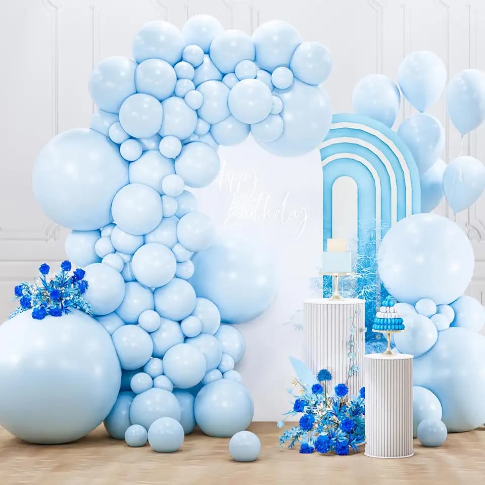 PartyWoo Baby Blue Balloons 127pcs Light Pastel Sky Aqua Blue Color