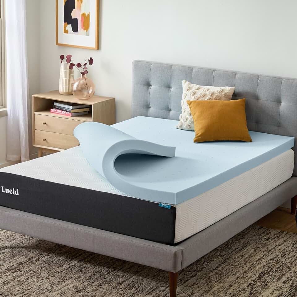 LUCID 3-inch Ventilated Gel Memory Foam Mattress Topper - Queen