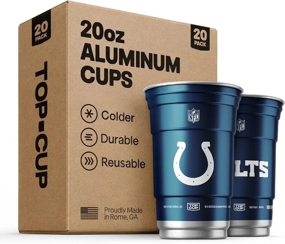 Top Cup NFL Indianapolis Colts Aluminum Party Cups, 20oz, 20 Count