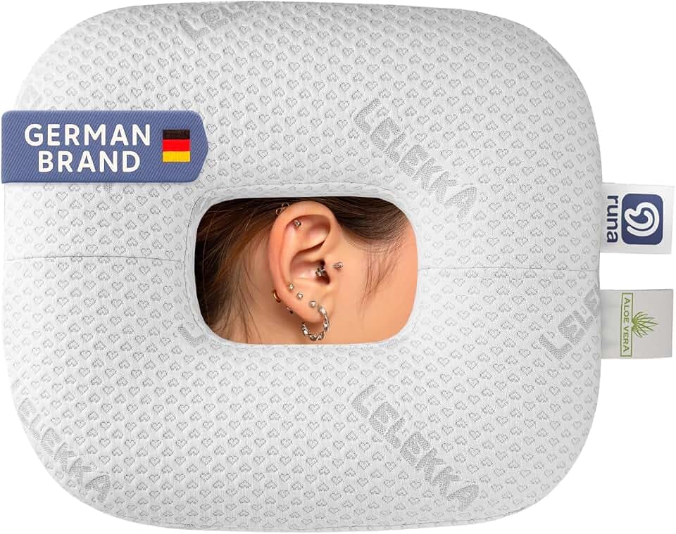 Runa Piercing Kissen mit Öffnung in der Mitte zur Linderung von Ohrenschmerzen inkl. 2 Bezüge Donut Kissen mit Loch Druckentlastungskissen