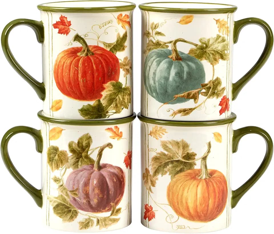 Certified International Autumn Harvest 16 oz. Mugs, Set of 4