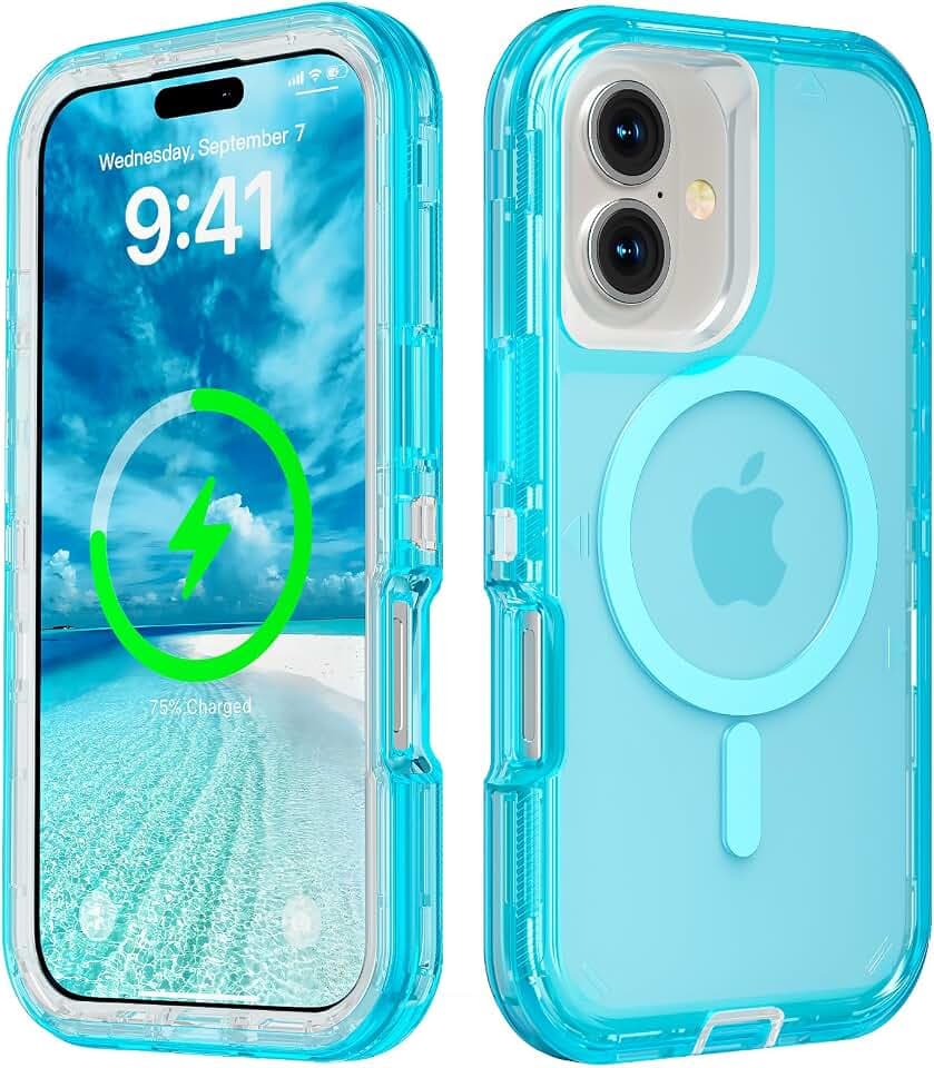 Follaroma Magnetic for iPhone 16 Plus Case,Heavy Duty Phone Cases,Blue,6.7"