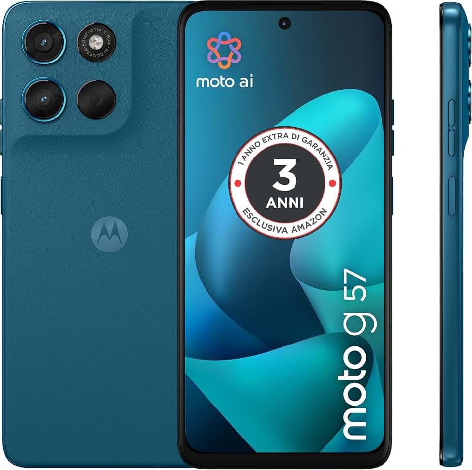 Motorola Moto G57 mit 3 Jahren Garantie (8/256 GB, Kamera 50 + 8 MP + Flicker Sensor, Display 6,72 Zoll 120 Hz, 5100 mAh, Snapdragon 6s Gen 4, Android 16), Pantone Corsair