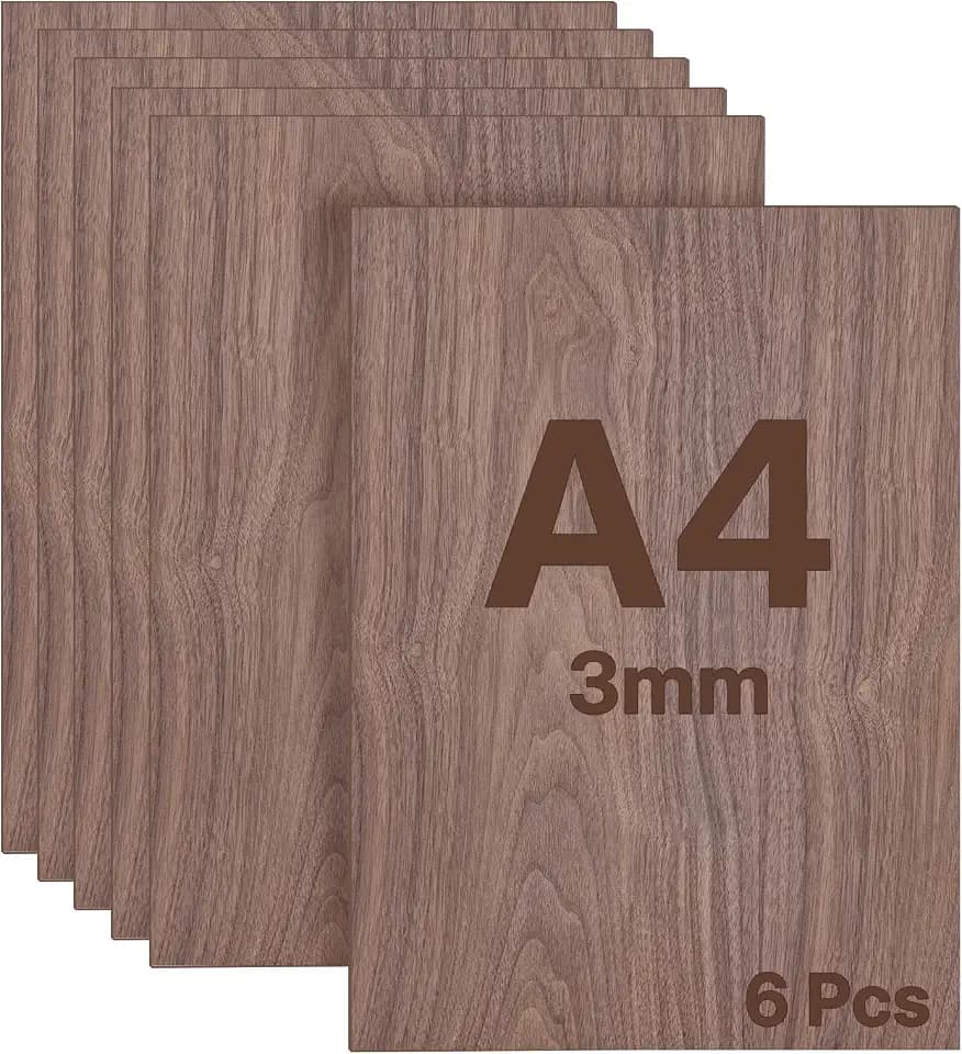 WISYOK Sperrholzplatte 3mm A4, 6pcs Walnuss Holzplatte, 300x210mm