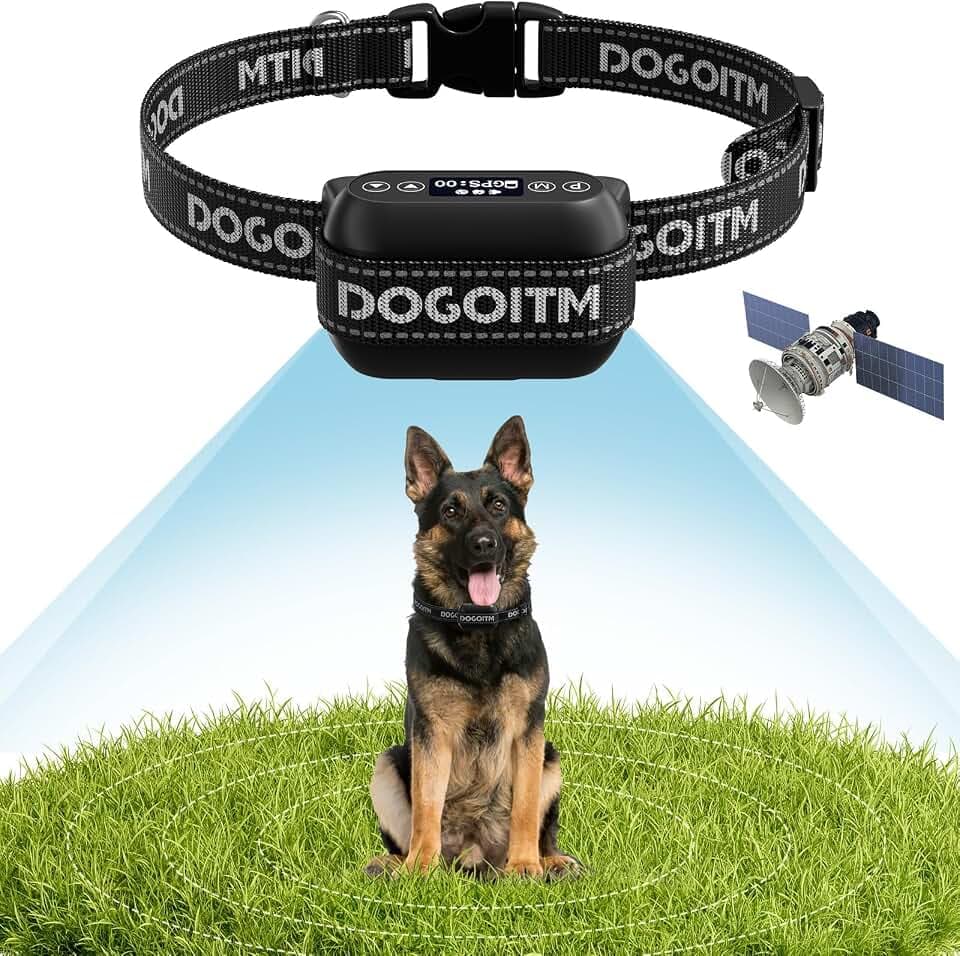 Wireless Dog Fence, GPS Wireless Dog Fence with 3 Warning Modes, Pet Containment System with AI Smart Signal, IPX7 Waterproof Electric Dog Fence for Outdoor