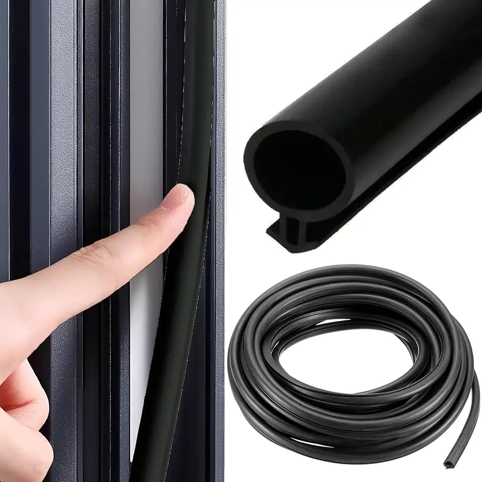 10m Fensterdichtung Kieselgel Ersatzdichtung Tür- Und Fensterdichtung, Selbstklebender Streifen Typ O, Fenster-Zugluftstopperband, Wetterleiste, Geeignet für Türspalte von 5-7mm (schwarz)