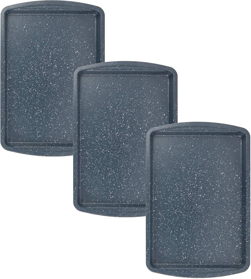 Russell Hobbs COMBO-8615A Nightfall Stone 38 cm Backblech Set - 3er Set Antihaft-Ofenblech Backofenfest bis 220°C Backblech für Kekse, Plätzchen & Pommes Frites, Karbonstahl Bakeware, PFOA frei, blau