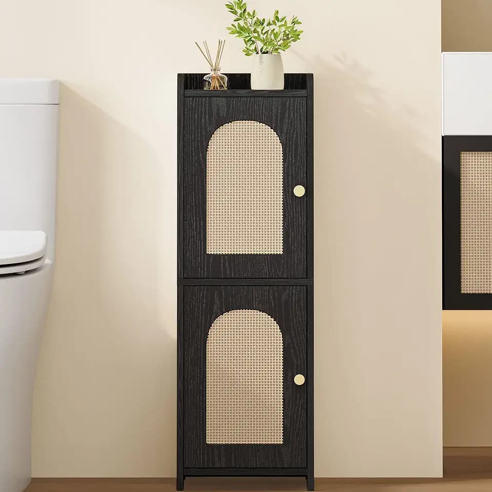 Hzuaneri Bathroom Storage Cabinet, Small Corner Floor Cabinet with 2 Doors