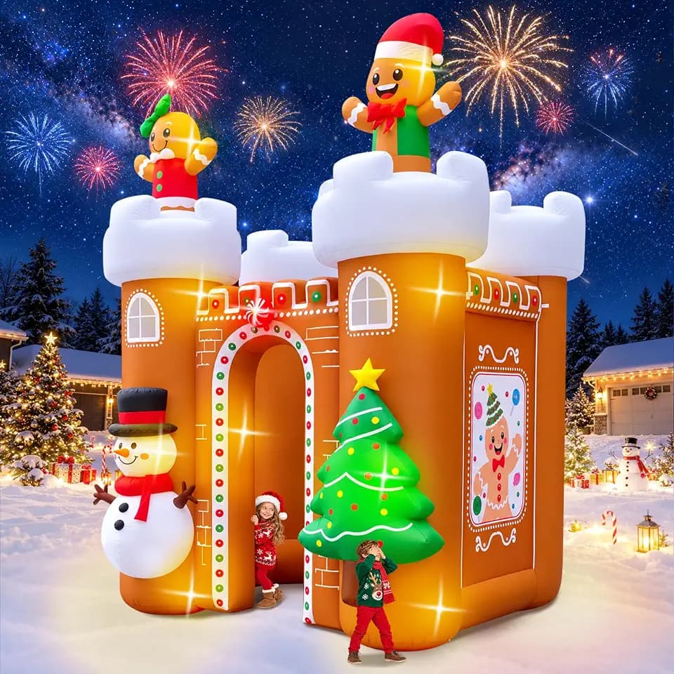 Kalolary 12FT Christmas Inflatable Large Gingerbread Man Tunnel Inflatable