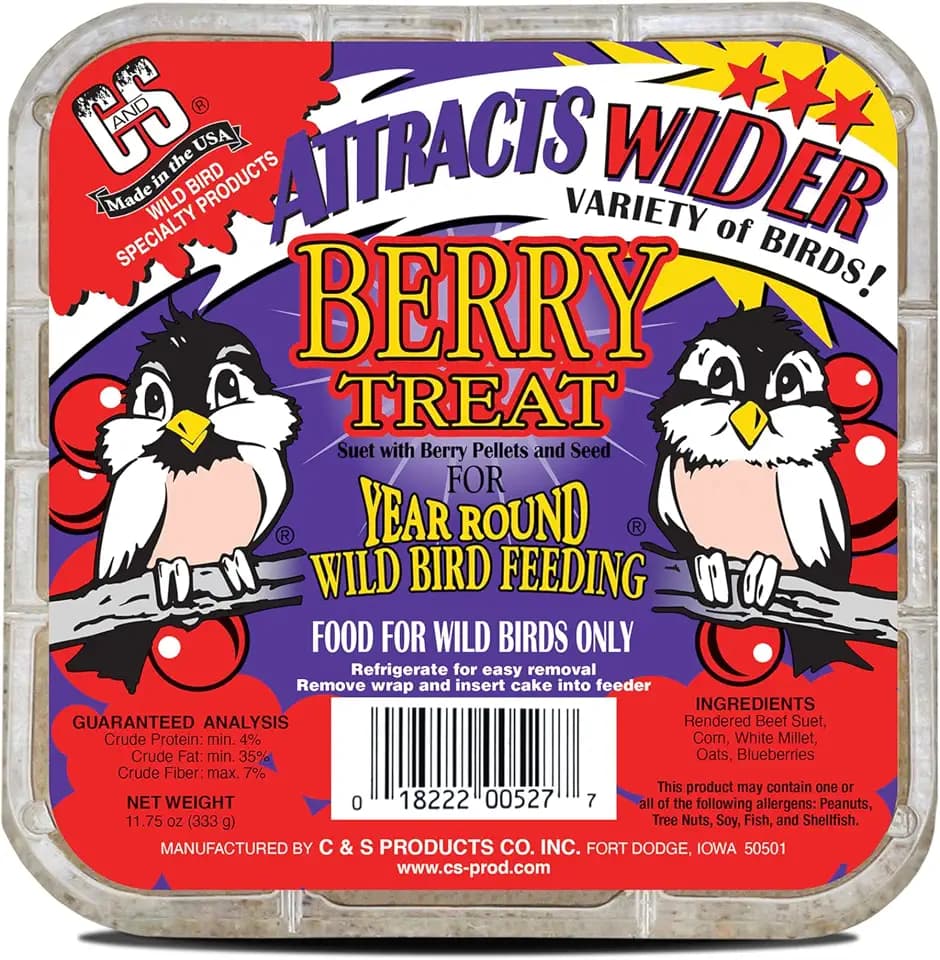 C&S Berry Suet Treat, Bird Suet Cakes, Wild Bird Food, 11.75 Ounces