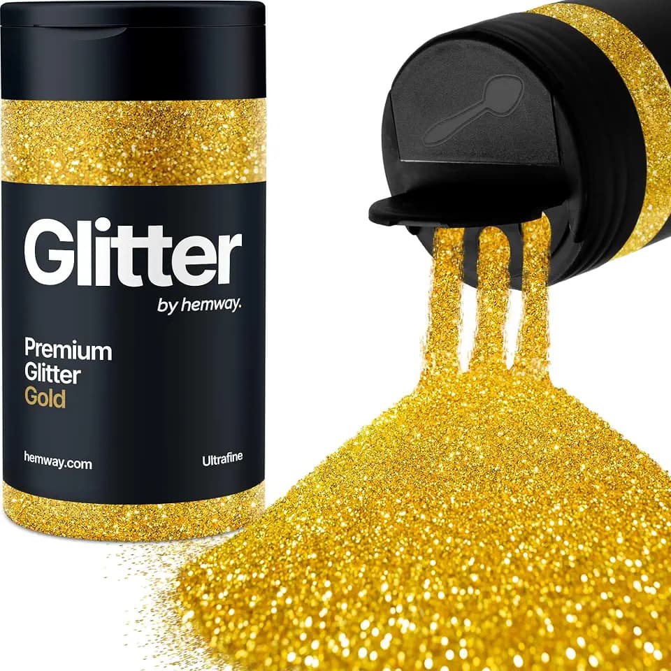 Hemway Gold Glitzer Ultrafine 130g/4.6oz Pulver Metallisches Harz Handwerk Glitzer Flocke Pailletten für Epoxid Becher, Haare Gesicht Körper Auge Nagelkunst Fest
