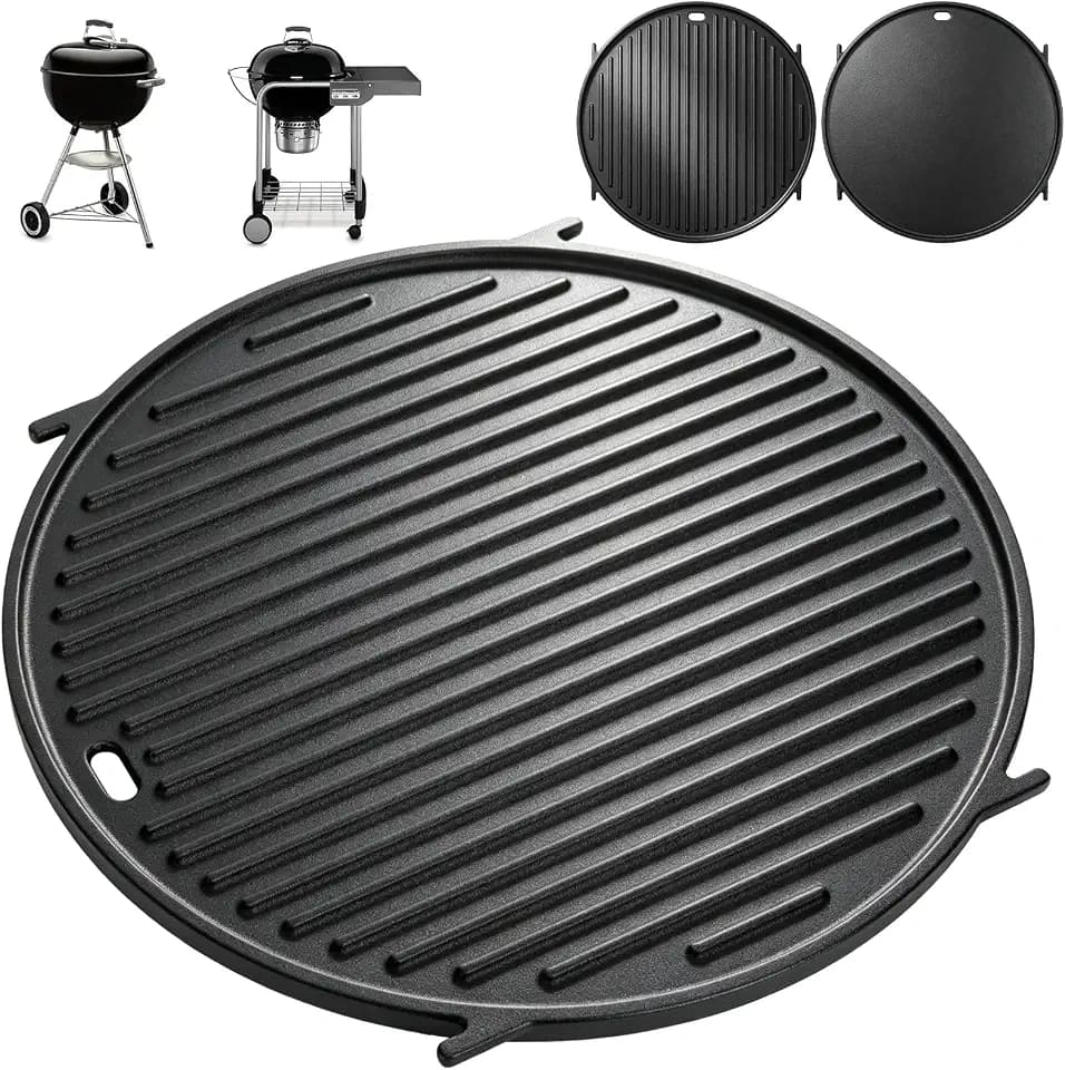 8834 65171 Griddle for Weber Gourmet BBQ System Sear Grate, for 22'' Weber Original Kettle Premium/Charcoal Grill Accessories, 22" Smokers, for Kettle Charcoal Grill Grate 22 inch, Cast Iron
