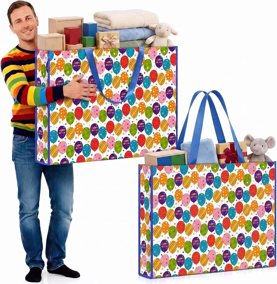 Pickmesh 1 Pcs Extra Large Birthday Bag 31.5x23.6x7.9 Inch,PP Woven