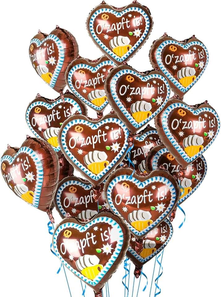iZoeL XXL Oktoberfest deko,O'Zapft is'' Folienballon Lebkuchenherzen 20