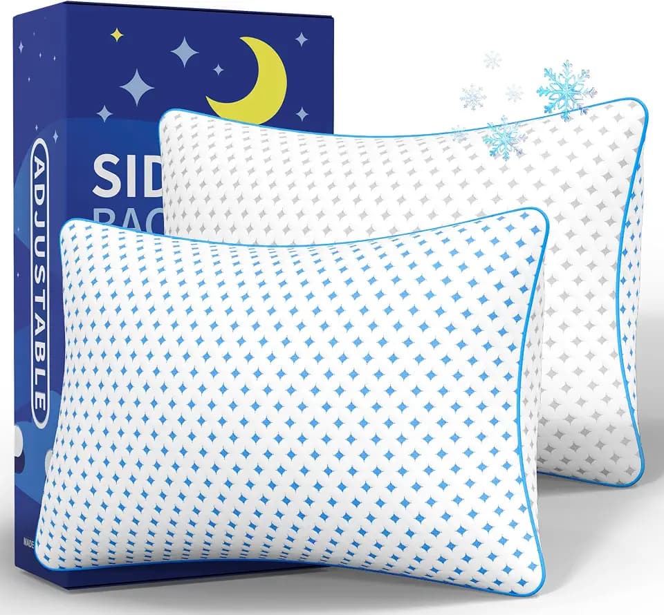 Pillows Queen Size Set of 2 for Sleeping, Cooling Adjustable Memory Foam Pillows, Dual Fill Design Helps Maintain Shape, Breathable Washable Cover