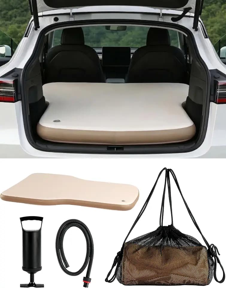 Inflatable Tesla Model Y Mattress with Pump & Storage Bag