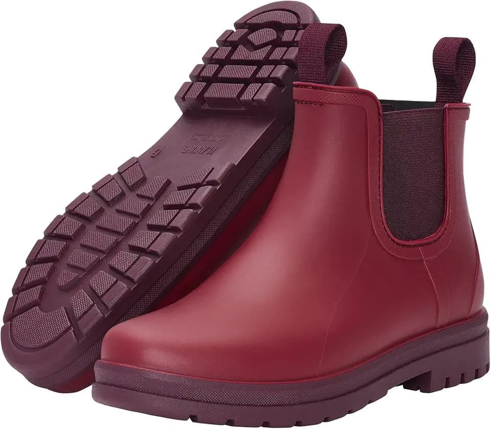 planone Fashion Short Rain Boots for Women, Waterproof Chelsea Ankle Boots