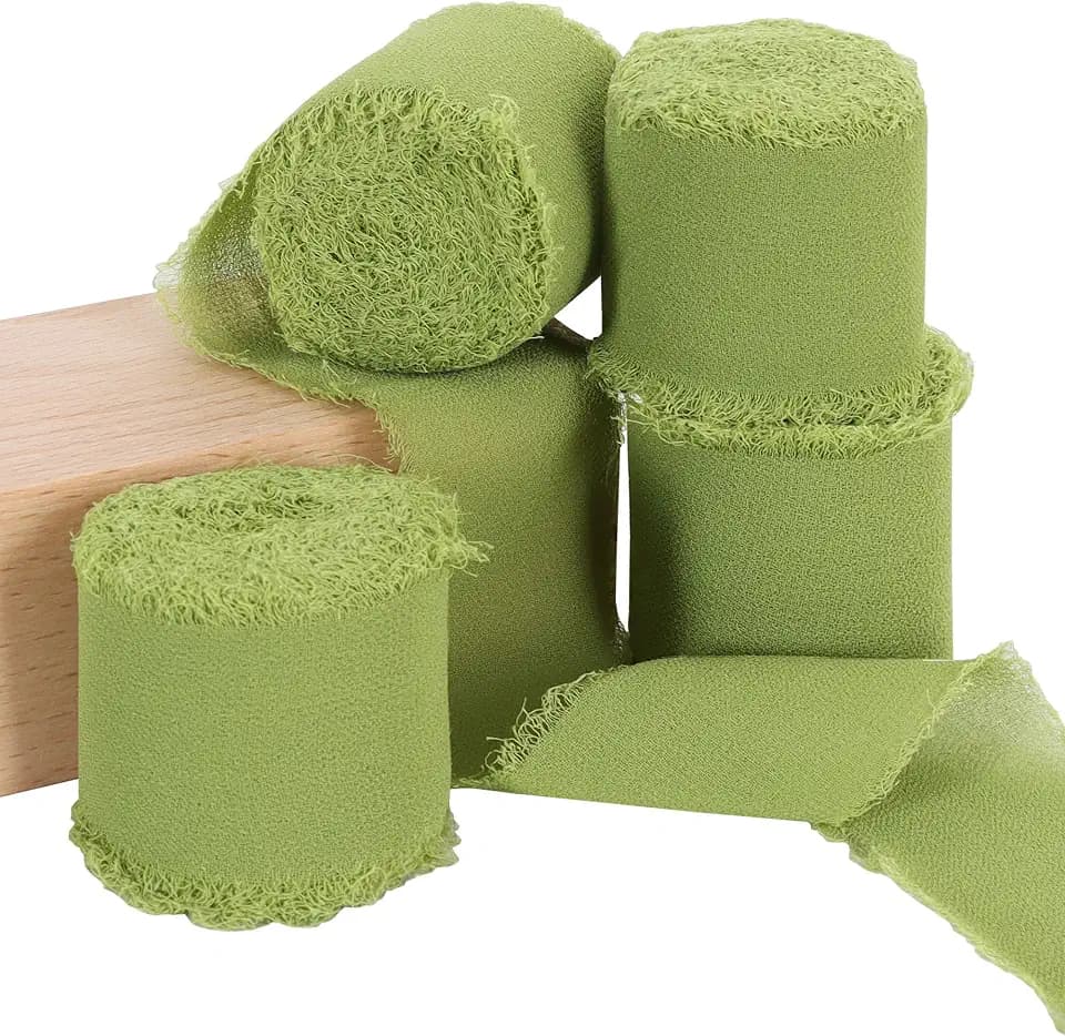 TONIFUL Moss Green Chiffon Ribbon - 1 1/2 inch 5.5 Yards for Gift Wrapping, Wedding, Party Decoration, Flower Bouquet Wrapping, DIY Crafts