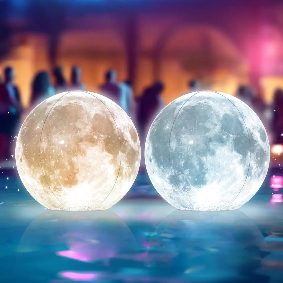 TIALLY Full Moon Floating Pool Lights - 14in Solar Light Up Balls (2 Pack)