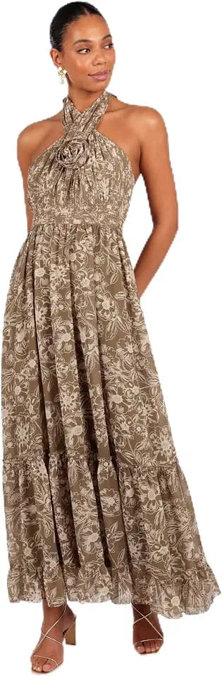 Petal & Pup Women's Lennon Halterneck Maxi Dress