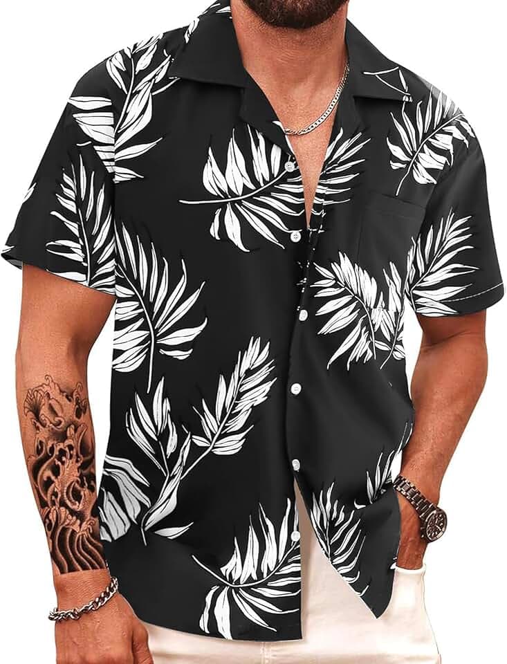 APTRO Men's Hawaiian Shirt Button Down Summer Beach Tropical Shirt