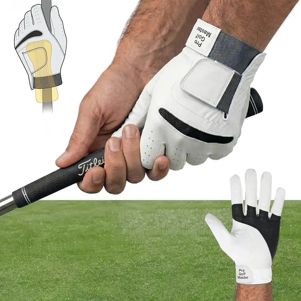 Golf Wrist Training Glove, Golf Grip Trainer - Glove Men Left Hand, Wrist Brace for Eliminate Slices Hooks, Swing Training Aid - Improve Wrist & Grip Position for Right-Handed Beginners