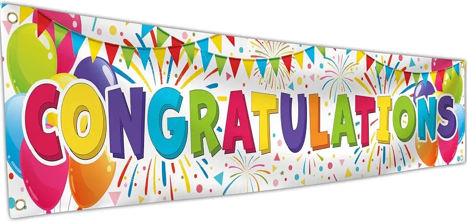 Congratulations Banner - We are so Proud of You Decorations - Well Done Banner - Graduation Decorations for Prom - 6 x 1.3ft (White)