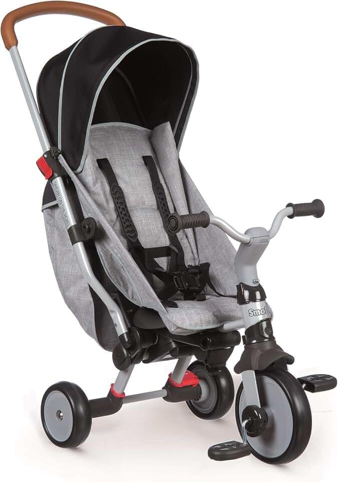 Smoby – 2in1 Dreirad Robin – faltbarer Kinderwagen und Dreirad, leicht verstaubar, mit Überdachung, Sicherheitsgurt, für Kinder ab 6 Monaten