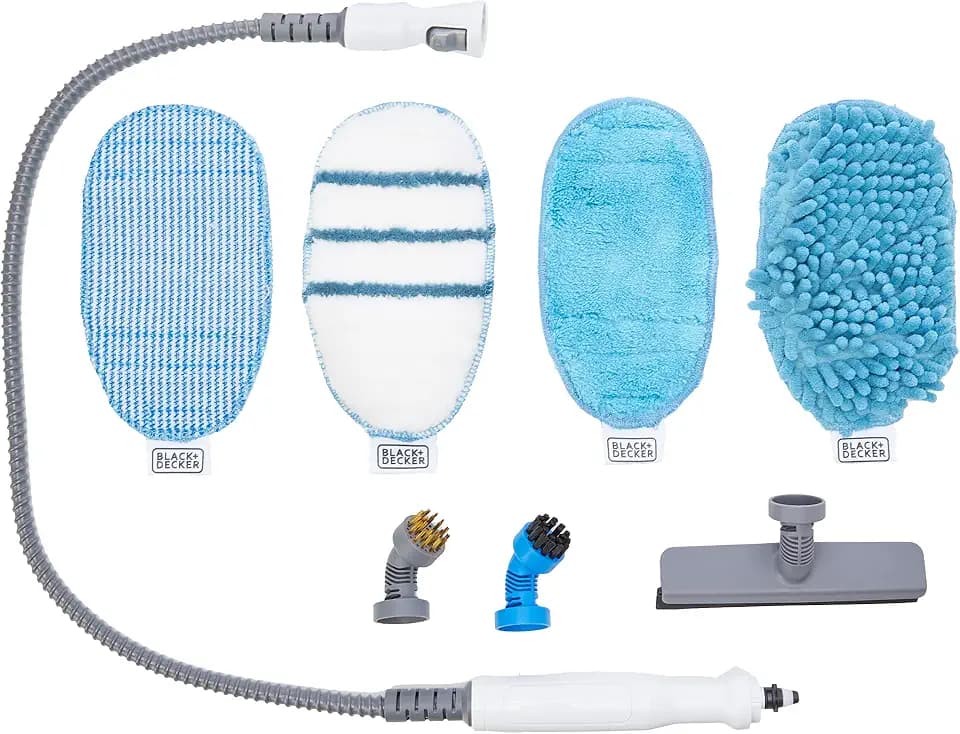 BLACK+DECKER 8-teiliges Zubehör-Set für Dampfhandschuh SteaMitt (inkl. flexiblem Schlauch, diversen Pads & Bürsten, für die Modelle FSMH1321JMD, FSMH13151SM, FSMH1351SM & FSMH1300FX) FSHSMA-XJ