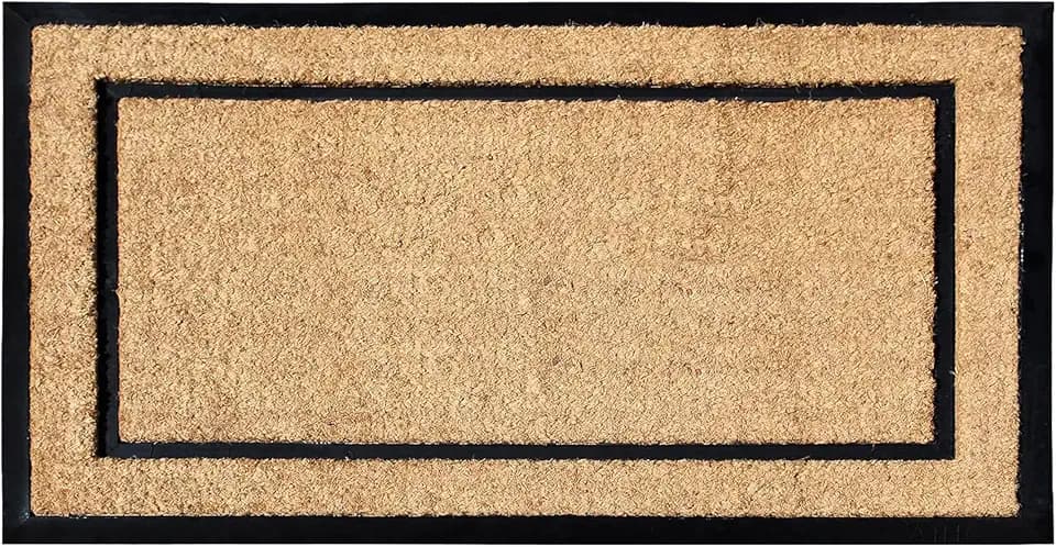 A1 Home Collections Entrance Door Mat - 24” x 48” Heavy Duty Front Door Doormat, Non-Slip Rubber Backed Thin-Profile Welcome Mat for High Traffic Areas, Plain Classic Border