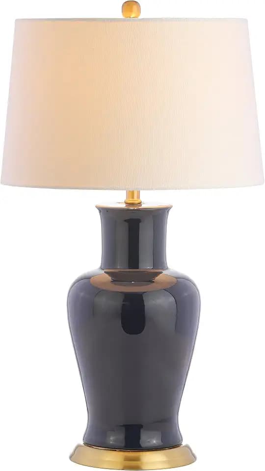 JONATHAN Y Julian Classic Ceramic Urn Metal LED Table Lamp 29", Navy