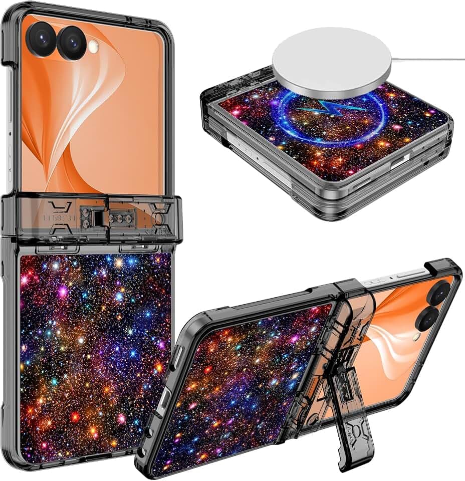 Hekodonk for Galaxy Z Flip 8 Case,[Compatible with MagSafe][Glow in The Dark][Front Screen Protector][Stand][Hinge Protection],Slim Fit for Women Girls for Samsung Galaxy Z Flip 8,Colorful Sky