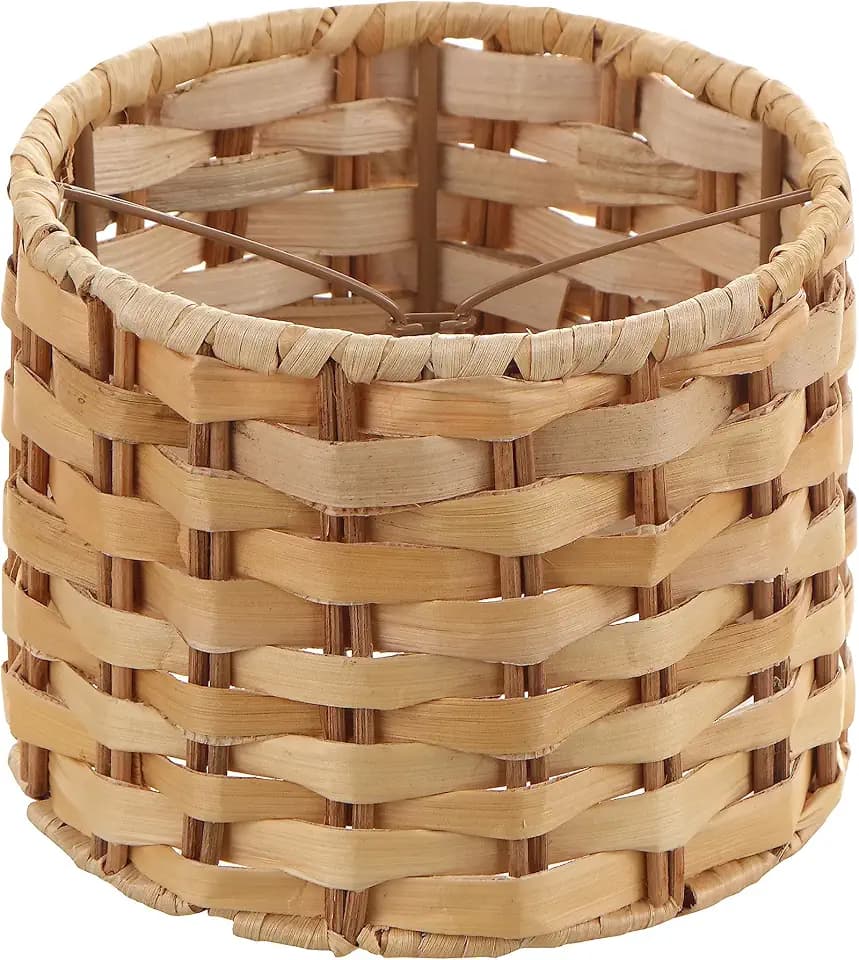 Aspen Creative 50501-1, Drum Clip-On Chandelier Lamp Shade, Natural Banana Leaf, 5" Top x 5" Bottom x 4" Slant Height