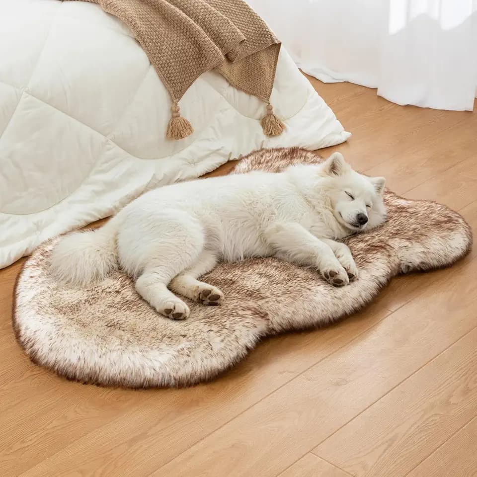 Dog Bed Rug Medium Size, Faux Fur Orthopedic Memory Foam 40"x26"