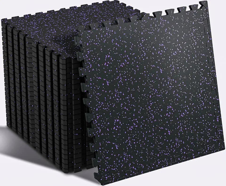 SUPERJARE 0.56'' Thick 48 Sq Ft Rubber Top Gym Flooring for Home Gym