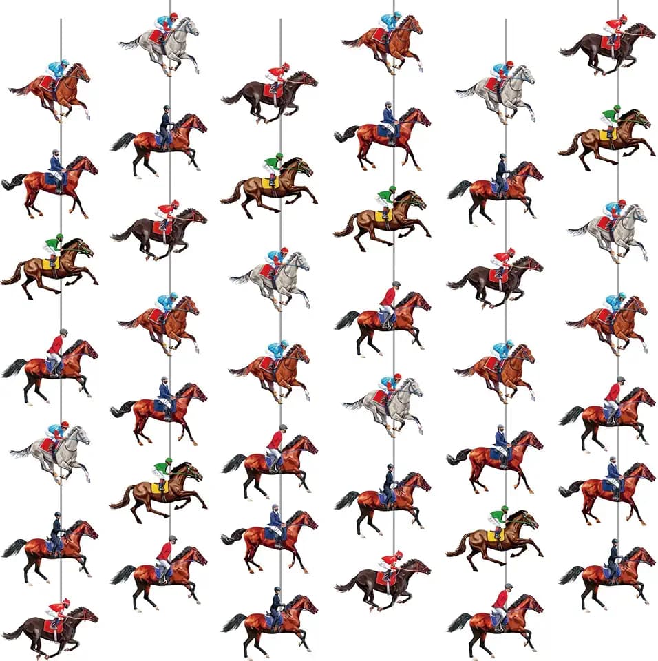 Blosssound 8 Pieces Derby Party Decorations Horse Racing Banner Garlands Derby Party Hanging Banner Horse Racing Garland Streamers Decorations for Run for the Roses Themed Birthday Supplies