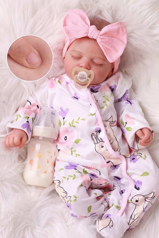 BABESIDE 20 Inch Reborn Baby Dolls Girl, Realistic Baby Doll with Play Set